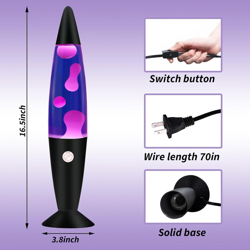 Vanful Store 16 Inches Purple Magma Lamp with White Wax Black Base Soothing Liquid Motion Lamp Home Decoration Bedroom Living Room Night Light for Adults Kids Boys Girls - Image 5